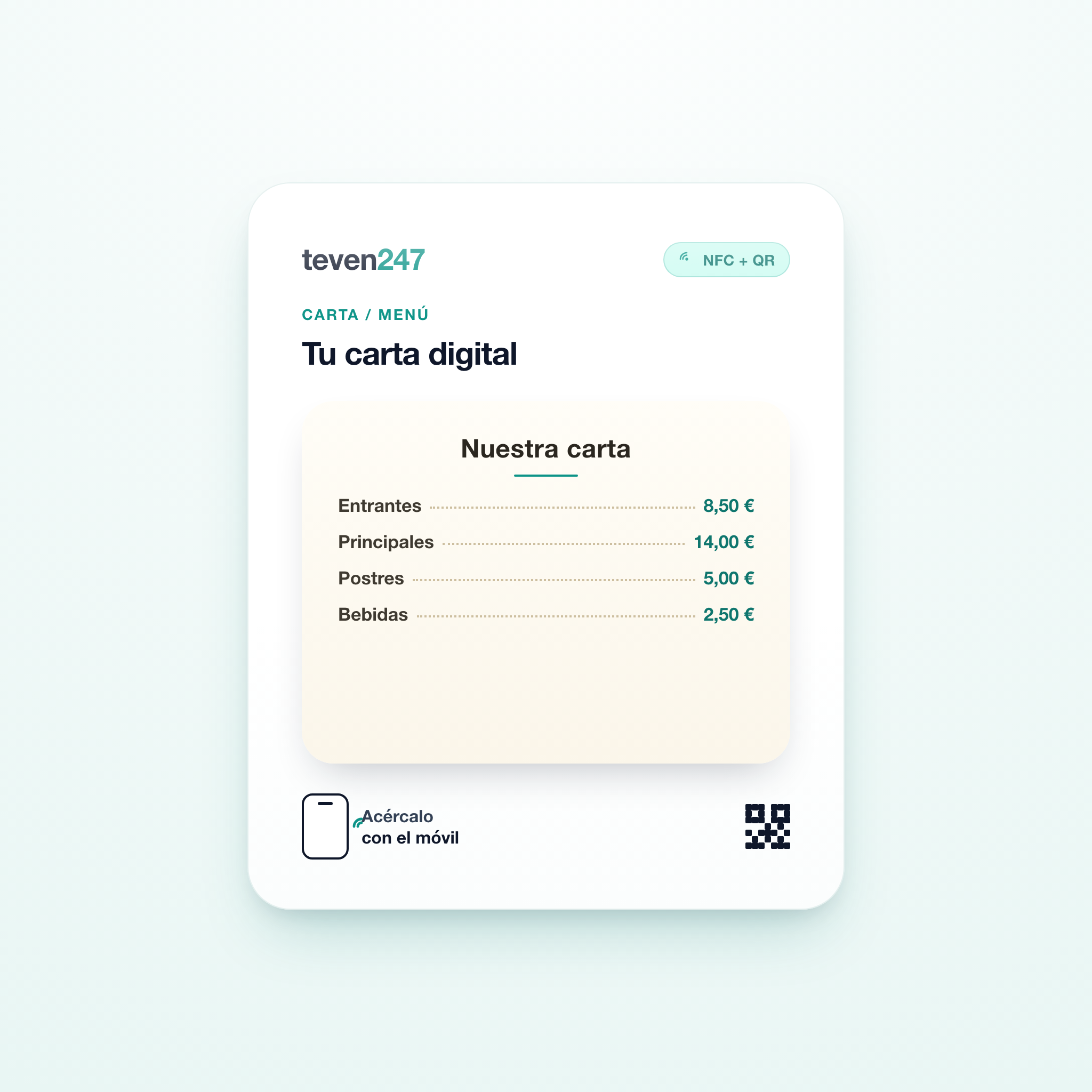 Placa Carta / Menú de teven247